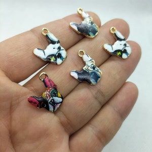 16*19mm Gold Enamel Animal Charm Printing Cartoon Dog Head Charms Pendant for Bracelet DIY Earring Necklace Key Chain Accessories 10 30 Pcs