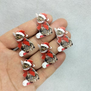 21 * 30mm acryl cartoon kat charms kerst hoed dier charme hanger voor DIY oorbel ketting sleutel ketting sieraden accessoires 10 30 stuks
