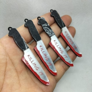 13*74mm Halloween Bloody Knife Tools Charms Acrylic Pendant for DIY Earring Keychain Pendant Jewelry Making Accessories Material 10 30 Pcs