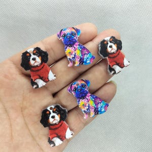 Mix Acrylic Animal Dog Charm Cartoon Puppy Pet Charms Pendant DIY Earring Necklace Key Chain Jewelry Making Accessories