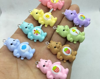 18*34mm Resin Cartoon Bear Charm Animal Charms Pendant for DIY Earring Necklace Key Chain Jewelry Making Accessories 10 30 Pcs