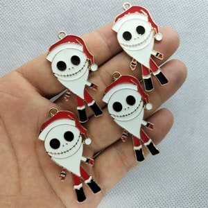 23 * 47mm emaille cartoon santa claus charms halloween schedel charme hanger voor DIY oorbel ketting sleutel ketting sieraden accessoires 10 30 stuks