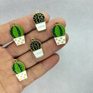2 Stil Topf Kaktus Emaille Charm Garten Topfpflanze Charms Anhänger für DIY Ohrring Halskette Schlüsselanhänger Schmuckherstellung Zubehör 10 30 Stück