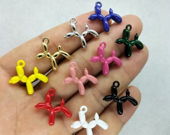 17*18mm Alloy Paint Balloon dog Charm Cartoon Animal Puppy Charms Pendant for DIY Earring Necklace Key Chain Jewelry Making Accessories