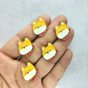 18*22mm Enamel Animal Dog Charm Cartoon Puppy Pet Charms Pendant for Bracelet DIY Earring Necklace Key Chain Making Accessories 10 30 Pcs
