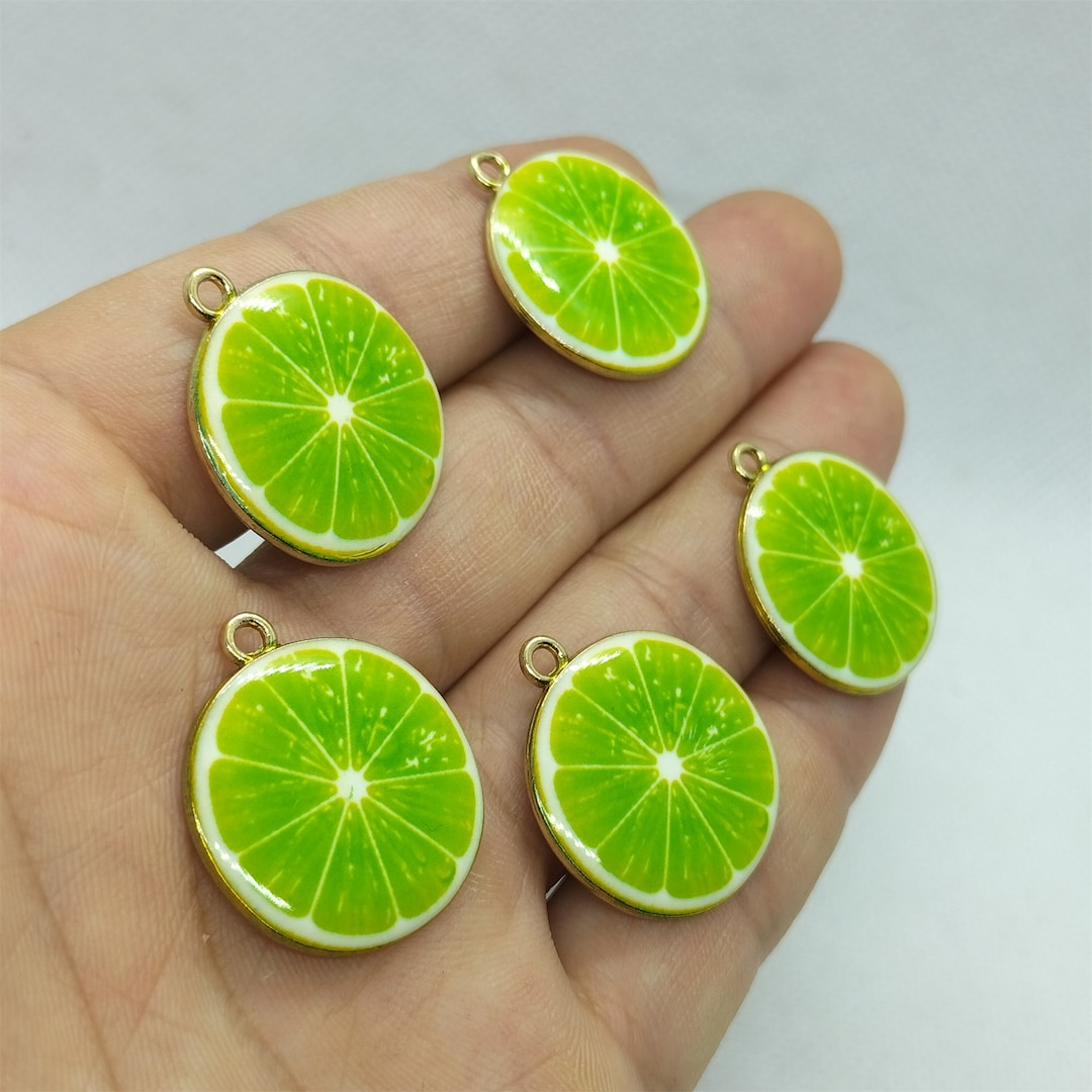 2326mm Tag Enamel Charm Fruit Lemon Charms Pendant for Bracelet DIY