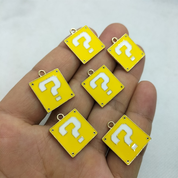 17*20mm Question Mark Charm Square Tag Enamel Charms Pendant for Bracelet DIY Earring Necklace Key Chain Jewelry Accessories 10 30 Pcs