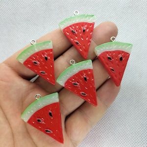 27*35mm Resin Fruit Series Charm Triangle  Watermelon Charms Pendant for DIY Earring Key Chain Bracelet Jewelry Making Accessories 10 30 Pcs