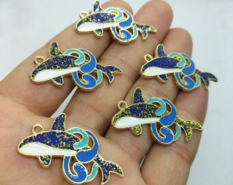 20*30mm Enamel Animal Dolphin Charm Cartoon Fish Charms Pendant for Bracelet DIY Earring Necklace Key Chain Accessories 10 30 Pcs