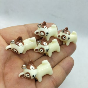 20*24mm Resin Puppy Charm Cartoon Animal Dog Charms Pendant for DIY Earring Necklace Key Chain Jewelry Making Accessories Material
