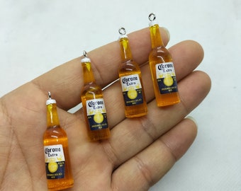 11*43mm Resin Beer Bottle Charm Beverage Drink Bottle Charms Pendant for DIY Earring Key Chain Jewelry Making Accessories Material