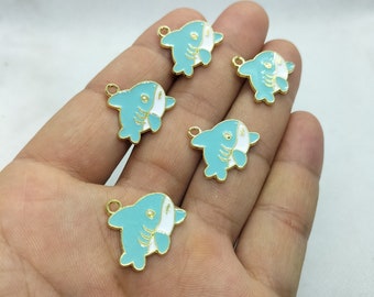 18*25mm Enamel Ocean Series Charm Cartoon Charm Animal Shark Charms Pendant for DIY Earring Necklace Key Chain Jewelry Making Accessories