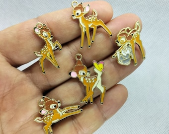 Cartoon Deer Series Charms Enamel Animal Rabbit Charm Pendant for Bracelet DIY Earring Necklace Key Chain Charm Jewelry Making 10 30 Pcs