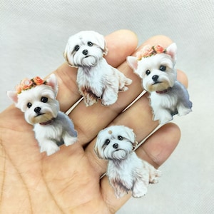Acryl Cartoon Hond Charms Dier Bloem Puppy Charm Hanger voor DIY Oorbel Ketting Sleutelhanger Sieraden Accessoires 10 30 St