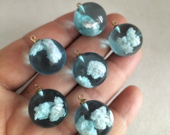 18*22mm Resin Blue Beads Charm Round Cloud Bead Charm Pendant for DIY Earring Necklace Jewelry Making Accessories Material
