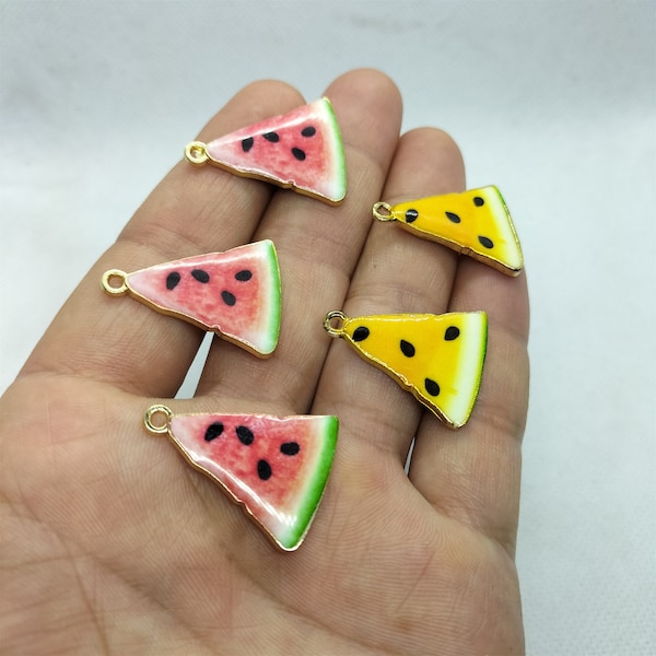 20*28mm Fruit Enamel Charm Watermelon Charms Pendant for Bracelet DIY Earring Necklace Key Chain Jewelry Accessories 10 30 Pcs