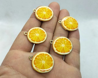 22*26mm Gold Fruit Enamel Charm Orange Charms Pendant for Bracelet DIY Earring Necklace Key Chain Jewelry Accessories 10 30 Pcs