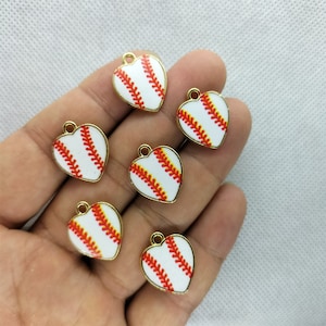 16*19mm Alloy Printed Baseball Charm Garden Heart Charms Pendant for DIY Earring Necklace Key Chain Jewelry Making Accessories Material