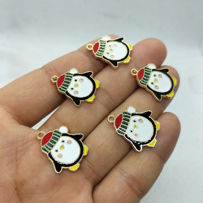 1922mm Gold Enamel Charm Cartoon Animal Penguin Charms Pendant for DIY