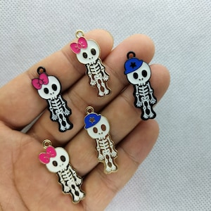 12*33mm Halloween Skelet Emaille Charm Cartoon Skull Charms Hanger voor Armband DIY Earring Ketting Sleutelhanger Sieraden Maken 10 30 Pcs
