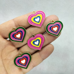 24*25mm Cartoon Hart Charm Metal Enamel Charms Hanger voor DIY Oorbel Ketting Sleutelhanger Sieraden Maken accessoires 10 30 Pcs