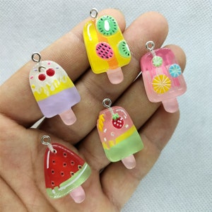 Hars Cartoon Fruit Serie Ijslolly Charms Kiwi Cherry Charm Hanger voor DIY Oorbel Ketting Sleutelhanger Sieraden Accessoires 10 30 Stuks
