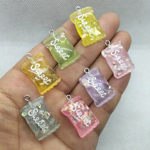 17 * 27mm Résine Candy Charm Cartoon Charms Pendentif pour BRICOLAGE Boucle d’oreille Collier Porte-clés Bijoux Accessoires 10 30 Pcs