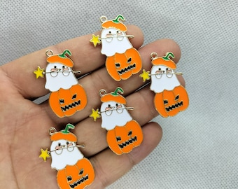 20*32mm Halloween Skull Pumpkin Enamel Charm Cartoon Ghost Charms Pendant DIY Earring Bracelet Necklace Key Chain Jewelry Making 10 30 Pcs