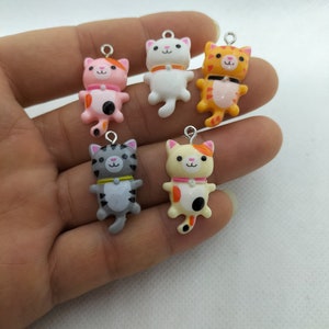 15*29mm Cartoon Animal Cat Charm Resin Colorul Kitten Charms Pendant for DIY Earring Jewelry Making Accessories Material 10 30 Pcs