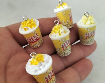 18*27mm Resin Imitation 3D Popcorn Charm Food Charms Pendant for DIY Earring Necklace Key Chain Jewelry Making Accessories 10 30 Pcs