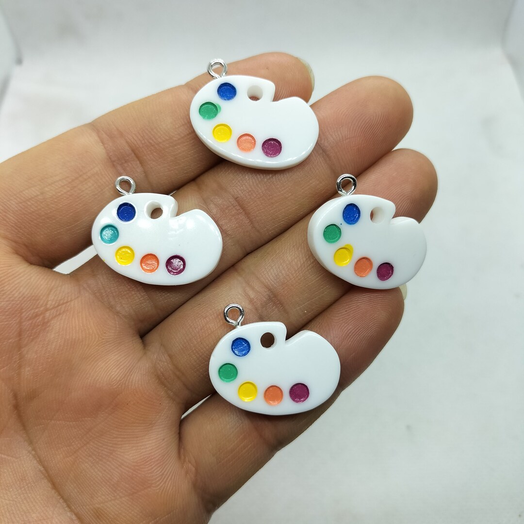2024mm Resin Paint Palette Charm Artist Palette Charms Pendant for DIY