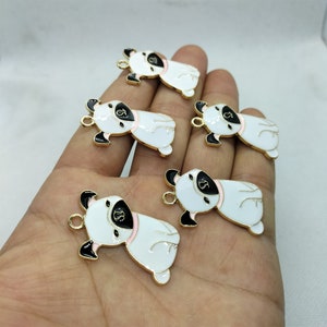 21*34mm Animal Bulldog Enamel Charm Cartoon Dog Charms Pendant for Bracelet DIY Earring Necklace Key Chain Making Accessories 10 30 Pcs