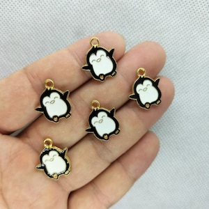 Colgante de pingüino con esmalte dorado de 15 x 17 mm, diseño de pájaro de dibujos animados, para pulsera, pendientes, collares, llaveros, accesorios, 10, 30 unidades
