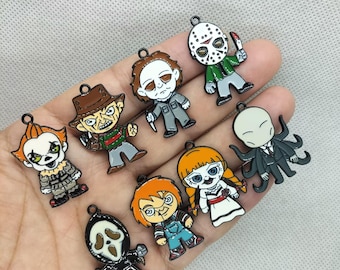 Halloween Serie Emaille Charme Cartoon Ghost Messer Charms Anhänger Armband DIY Ohrring Halskette Schlüsselanhänger Bastelbedarf Zubehör 10 30 Teile