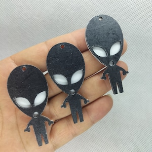 27*58 mm Acrylic Charm Cartoon Alien Charms Pendant for DIY Earring Necklace Key Chain Jewelry Making Accessories 10 30 Pcs