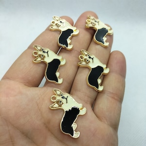 24*24mm Enamel Animal Dog Charm Cartoon Corgi Charms Pendant for Bracelet DIY Earring Necklace Key Chain Jewelry Accessories 10 30 Pcs