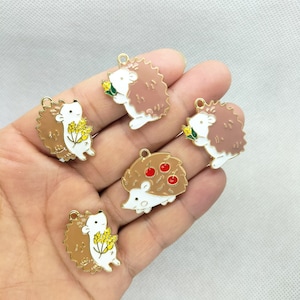 Cartoon Egel Charme Emaille Metalen Dier Bedels Hanger voor DIY Oorbel Ketting Sleutelhanger Sieraden Accessoires 10 30 Stuks
