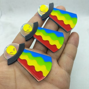 29*50mm Acrylic UFO Spaceship Charm Cartoon Alien Spacecraft Charms Pendant for DIY Earring Necklace Key Chain Jewelry Making Accessories