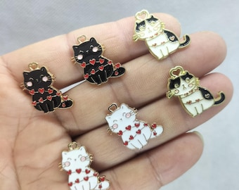Cartoon Cat Series Charms Enamel Animal Pet Charm Pendant for Bracelet DIY Earring Necklace Key Chain Charm Jewelry Making 10 30 Pcs