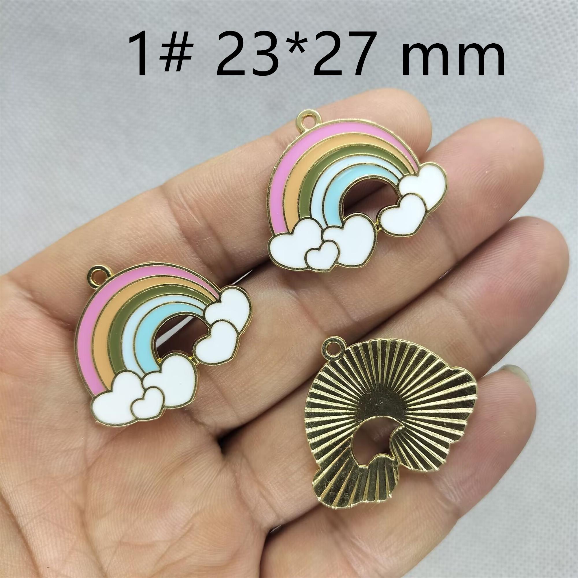 Ciondolo a forma di nuvole arcobaleno riempito in oro 18 carati, collana con ciondolo arcobaleno in smalto per la creazione di gioielli fai da te. - Italia