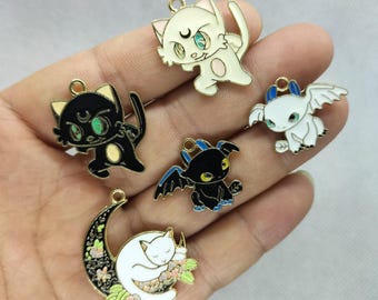 Metal Cartoon Enamel Charm Animal Gold Plated Charms Pendant Bracelet DIY Earring Necklace Key Chain Jewelry Accessories Craft Supplies
