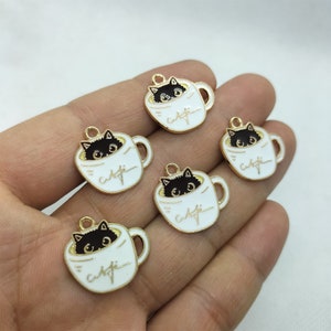 20*22mm Emaille Animal Charm Cartoon Kat Charms Hanger voor Armband DIY Oorbel Ketting Sleutelhanger Sieraden maken Accessoires 10 30 stks