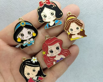 Cartoon Enamel Charm Metal Gold Head Charms Pendant for Bracelet DIY Earring Necklace Key Chain Making Accessories 10 30 Pcs