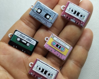15*26mm Tape Printed Charm Cartoon Enamel Charms Pendant for Bracelet DIY Earring Necklace Key Chain Jewelry Making Accessories 10 30 Pcs