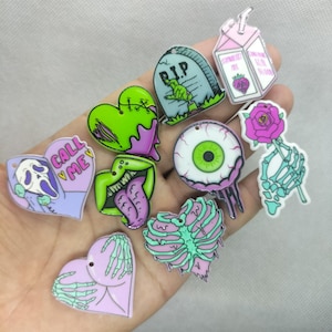 Cartoon Hart Charm Acryl Dubbelzijdig Reliëf Gedrukt Charms Hanger DIY Oorbel Ketting Sieraden Maken Accessoires 10 30 stks