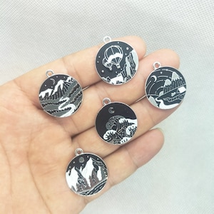 22*26mm Cartoon Tag Charm Emaille Maan Zon Ballon Charms Hanger voor DIY Oorbel Ketting Sleutelhanger Sieraden Accessoires 10 30 stks