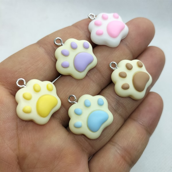 20*20mm Cartoon Animal Dog Claw Charm Resin Bear Paw Charm Pendant for DIY Earring Jewelry Making Accessories Material