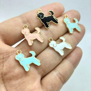 17*18 mm Emaille Dier Hond Charm Cartoon Puppy Charms Hanger voor Armband DIY Oorbel Ketting Sleutelhanger Sieraden Accessoires 10 30 Pcs