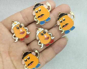 Cartoon Enamel Charm Gold Metal Charms Pendant for Bracelet DIY Earring Necklace Key Chain Bracelet Accessories 10 30 Pcs