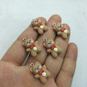 16*23mm Resin Animal Charm Cartoon Bear Charms Pendant for DIY Earring Necklace Key Chain Jewelry Making Accessories Material 10 30 Pcs